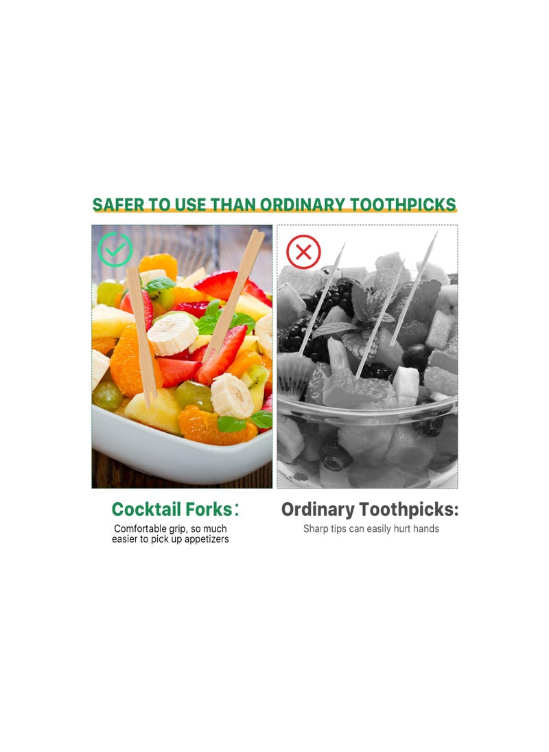 Generic - Natural Bamboo Mini Forks - 1000 PCS Disposable Blunt End Appetizer Forks for Charcuterie Boards, Kids Safe Tiny Toothpicks for Party Fruits and Appetizers. - Image 1
