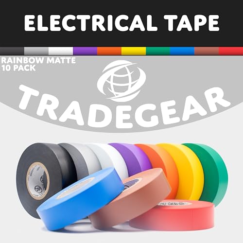 TradeGear Electrical Tape (10PK) Assorted Matte Rainbow Colors – Waterproof, Flame-Retardant, Rubber Based Adhesive, UL Listed – Rated for Max. 600V and 80oC Use –Measures 60’ x 3/4" x 0.07" - Image 2
