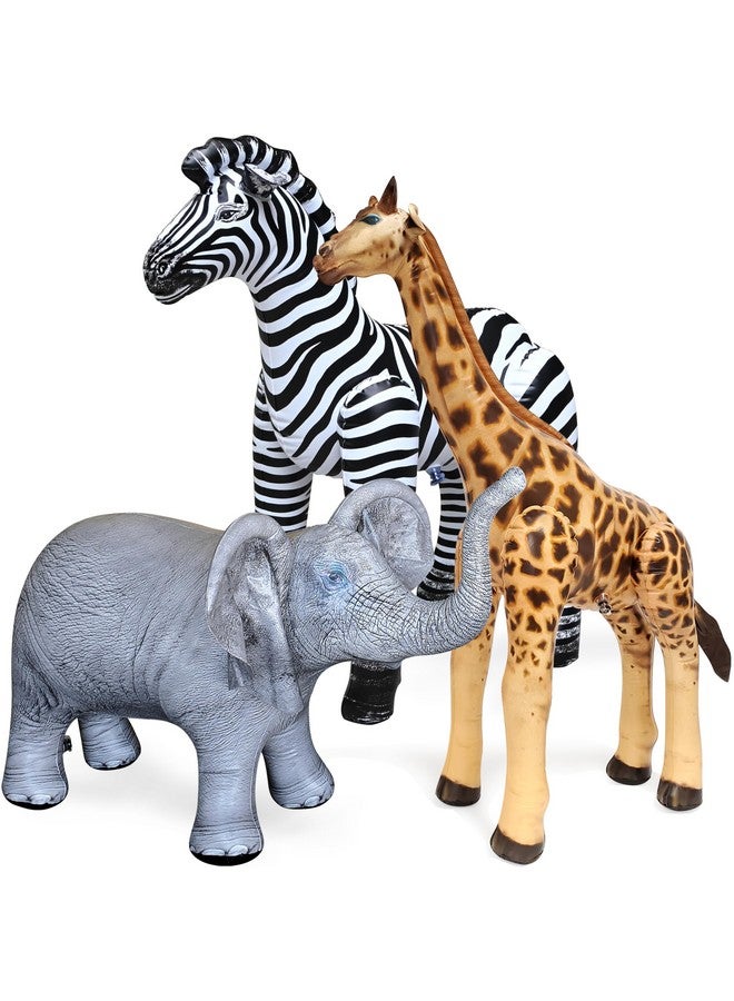 Jet Creations Life on Earth Wildlife Safari Inflatable, 3-PK, Giraffe, Zebra, Elephant, Realistic Animal Bundle for Party Decoration, Pool, Birthday, Africa Jungle Photo Prop. Easy to Inflate, 1pc - Image 1
