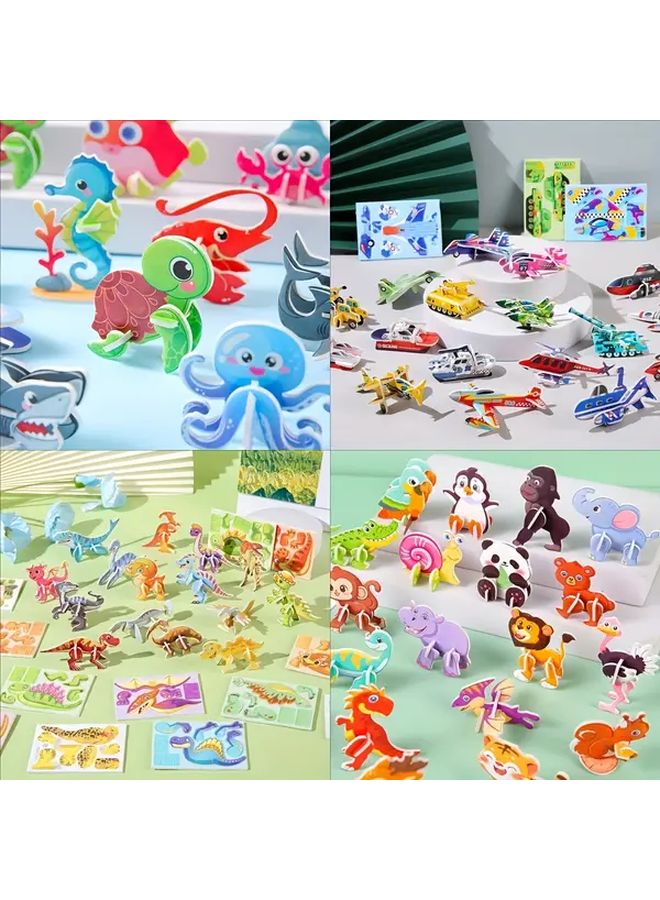120 Pcs 3D Puzzle Craft Paper Set 30 Ocean 30 Animal 30 Dinosaur 30 Airplane 30 Tank Hands On Educational Toy Birthday Gift - Image 1