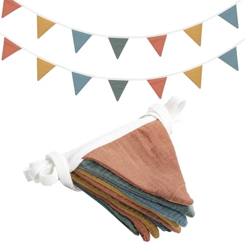 Oudain 2 Pcs Pennant Banner Flags Nursery Garland Triangle Bunting Flags Playroom Wall Decor Banner for Nursery Baby Shower Birthday Boho Wedding Party Event Each 775 ftWarm Color - Image 1