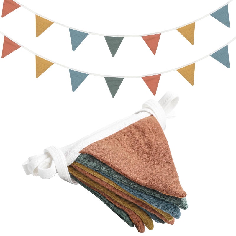Oudain 2 Pcs Pennant Banner Flags Nursery Garland Triangle Bunting Flags Playroom Wall Decor Banner for Nursery Baby Shower Birthday Boho Wedding Party Event Each 775 ftWarm Color - Image 2