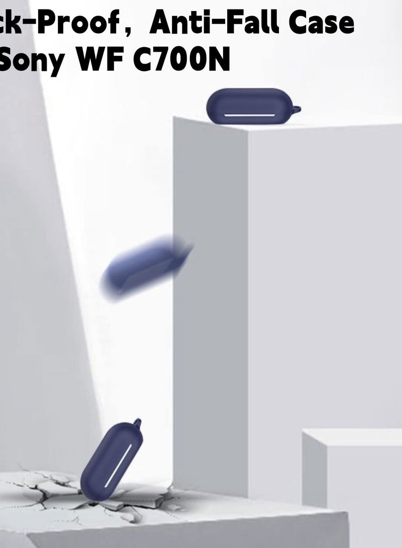 Excefore 3 Pcs Silicone Case Cover For Sony WF-C700N Wireless Earbuds, Shockproof, Waterproof, Protective Cover With Keychain, Black Blue Red - Image 3