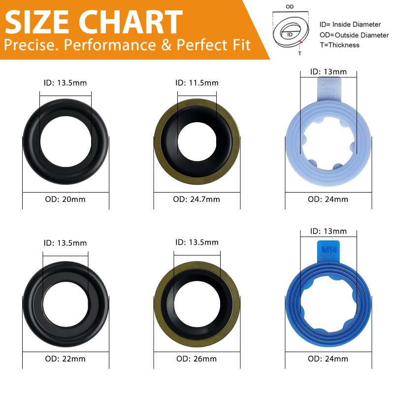 DEEFILL 120PCS 6 Sizes Oil Drain Plug Gaskets Assortment Kits, Fit M12 M14 for Ford, Replace 097-119, 097-139, 097-116, 097-118, 097-021, 097-025 - Image 3