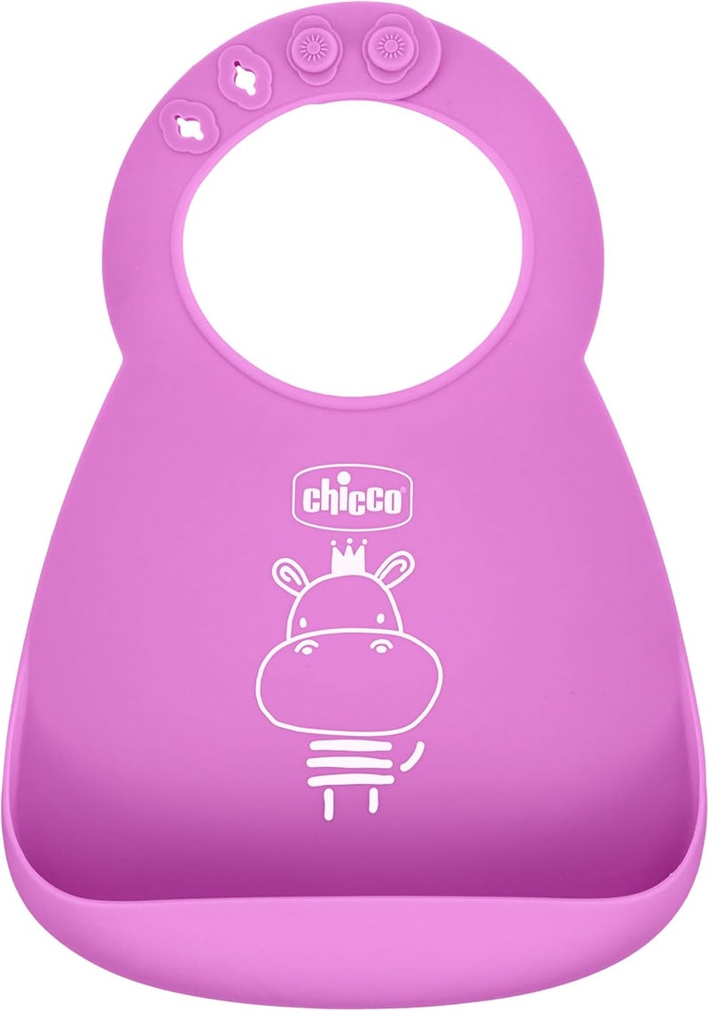 Chicco Easy Start Silicone Feeding Set | Dishes for Baby-Led Weaning | Suction Bowl | Adjustable Silicone Bib | Soft Silicone Spoon | BPA-Free | 3 Piece Set | Pink - Image 5