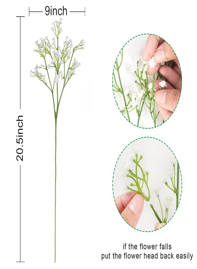 Pusuny Baby Breath Artificial Flowers,15 Pcs Gypsophila Faux White Flowers Fake Baby Breath Real Touch Flowers Bouquets for Bride Wedding Decorations Party Floral Arrangements DIY (White) - Image 2