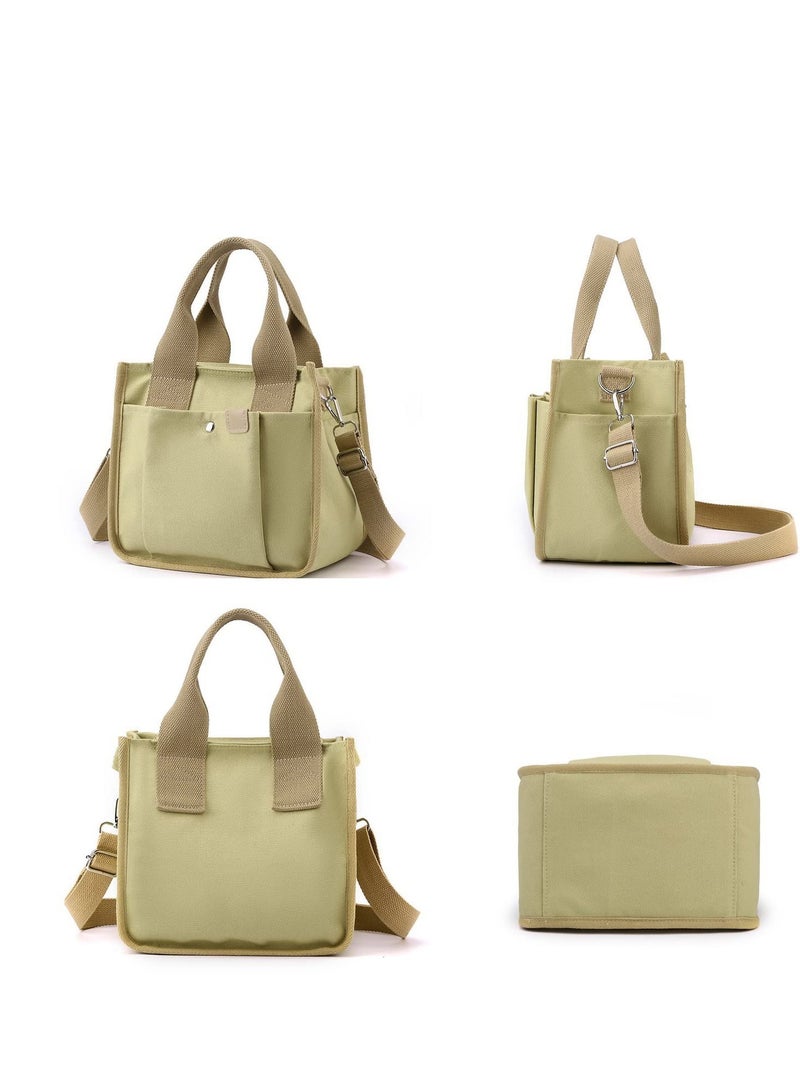 SOLARAE Large Capacity Multi-Pocket Handbag, Canvas Bag with Handle, Canvas Handbag for Women, Durable Multi Pocket Shoulder Bag, Reusable Wear Resistant Tote Purse - Image 4