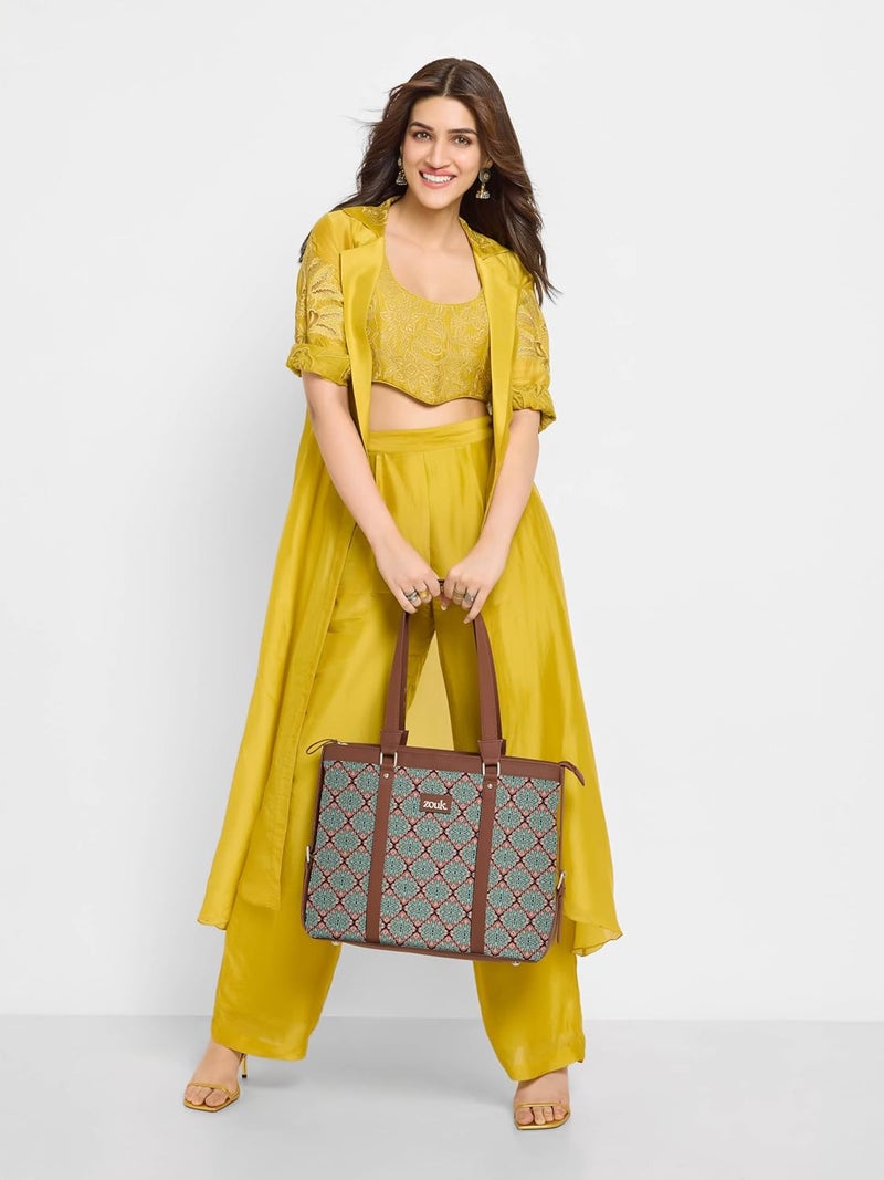 ZOUK حقيبة لابتوب أنيقة للمكتب | حقيبة توت للنساء تناسب حتى 15.6 بوصة | حقيبة يد للنساء | حقيبة يد من جلد نباتي | للاستخدام اليومي والسفر - Image 3