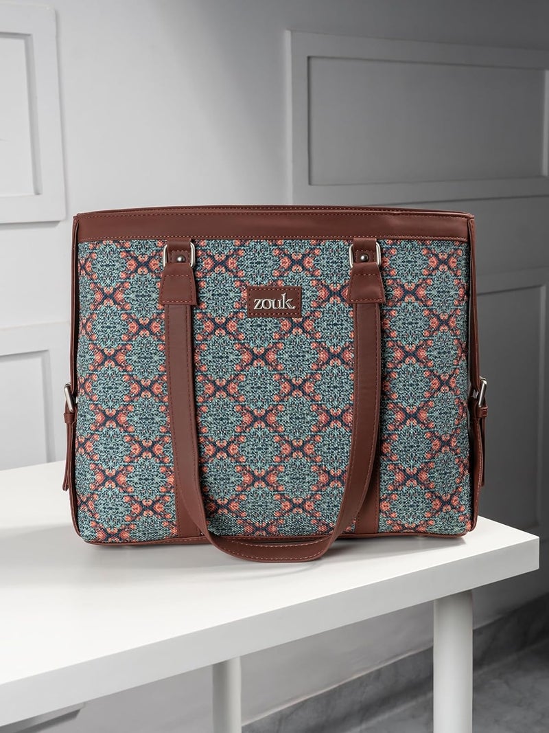 ZOUK حقيبة لابتوب أنيقة للمكتب | حقيبة توت للنساء تناسب حتى 15.6 بوصة | حقيبة يد للنساء | حقيبة يد من جلد نباتي | للاستخدام اليومي والسفر - Image 2