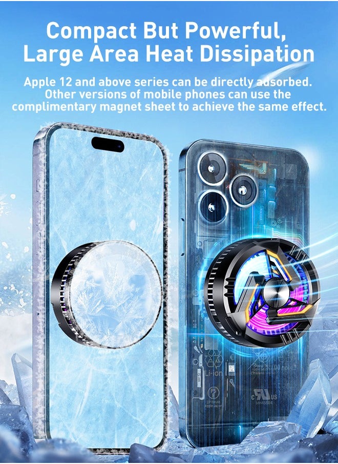 Magnetic Phone Cooler, ipad Phone Cooling Fan with Semi-Conductor Cooling Chip, Universal Phone Fan Cellphone Radiator for Tiktok Live Streaming, Outdoor Vlog, Mobile Gaming.  - Image 2
