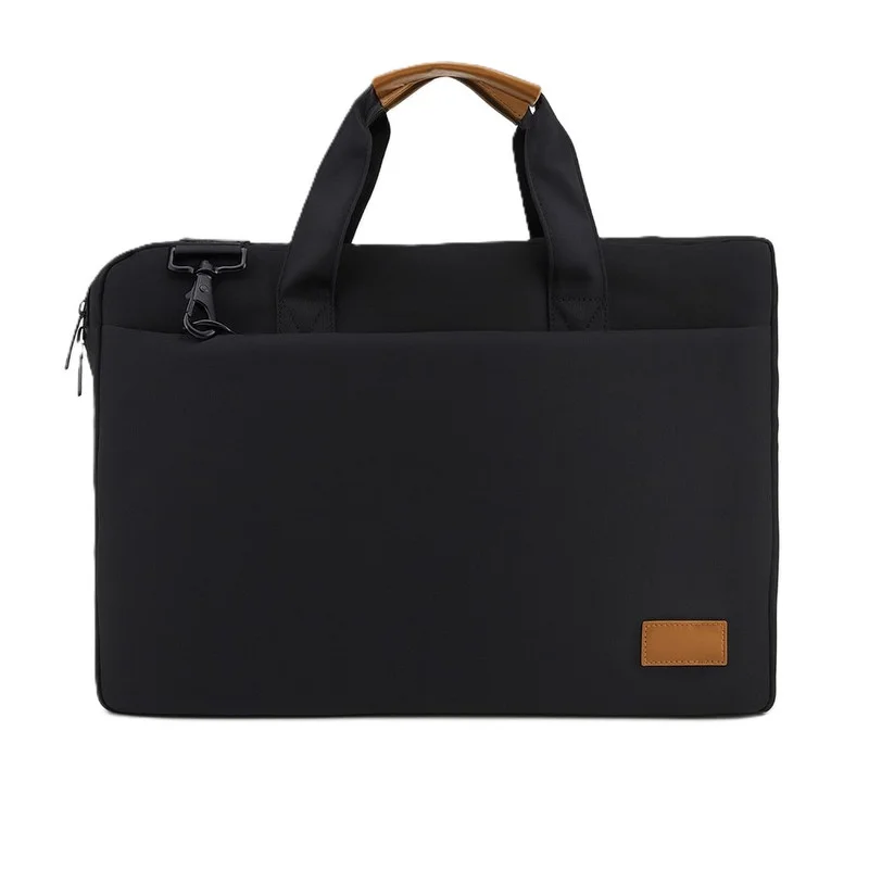 سانثوم Santhome 15″ Laptop Bag – Premium Water-Resistant Messenger Briefcase for Work & Travel with Padded Compartment, Multiple Pockets, Slim Office Design for MacBook & Ultrabooks - Black/Tan