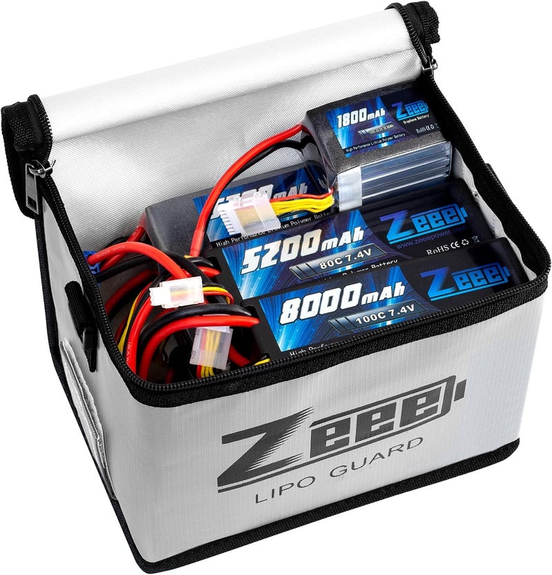 Zeee Lipo Safe Bag Fireproof Explosionproof Bag Large Capacity Lipo Battery Storage Guard Safe Pouch for Charge & Storage(8.46 x 6.5 x 5.71 in) - Image 5