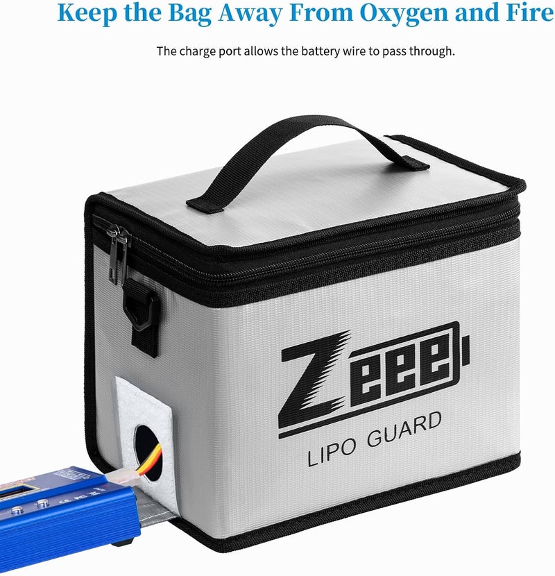 Zeee Lipo Safe Bag Fireproof Explosionproof Bag Large Capacity Lipo Battery Storage Guard Safe Pouch for Charge & Storage(8.46 x 6.5 x 5.71 in) - Image 4