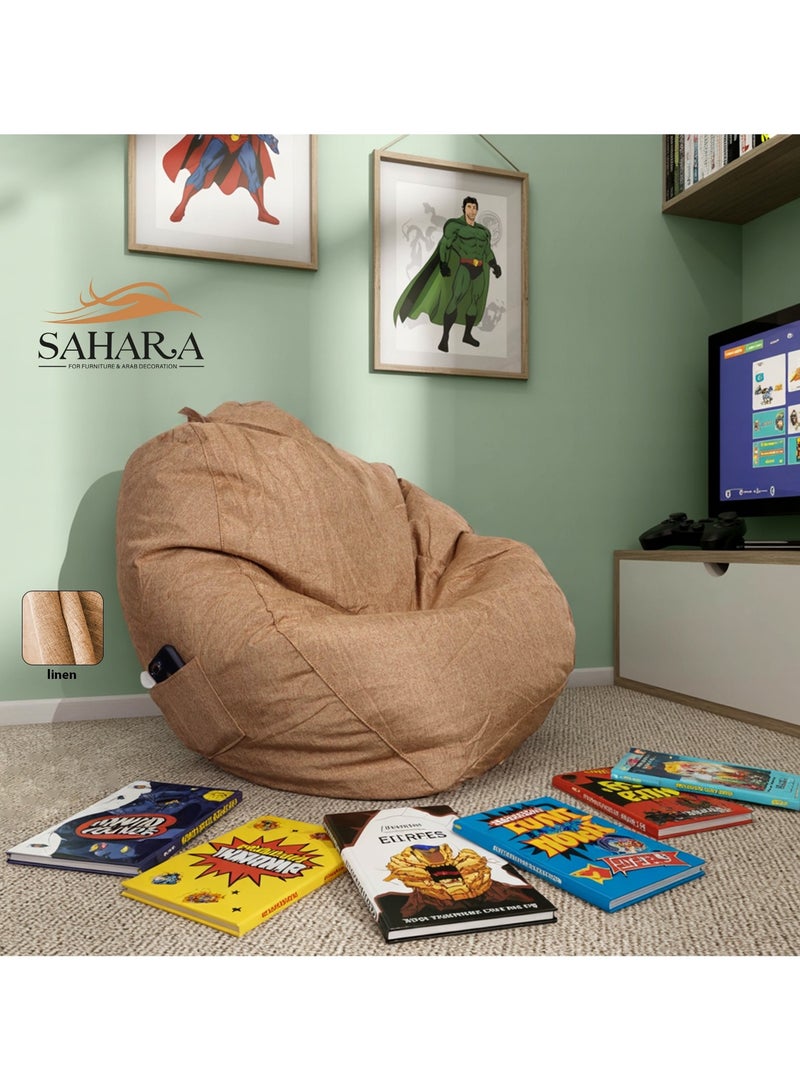 صحاره كرسي بين باج للأطفال والصغار بجيب جانبي – قماش كتان قابل للغسل – قاعدة 50 سم × ارتفاع 100 سم - Image 2