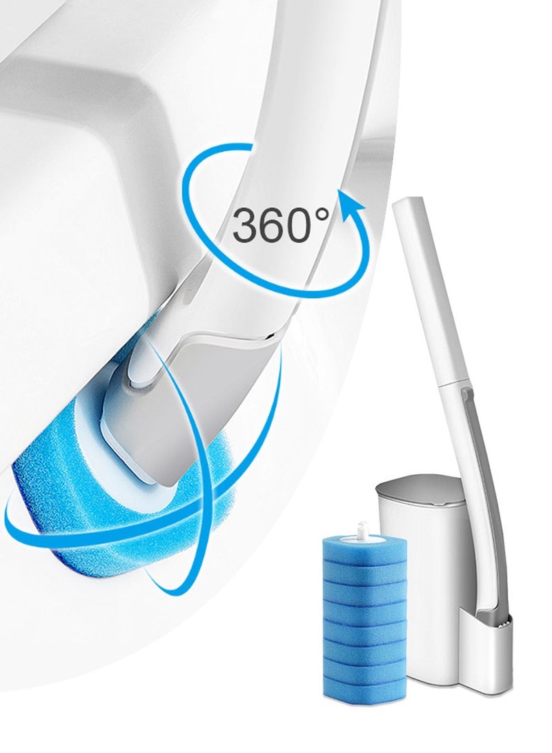 Refill of 8 Premium Bathroom Scrubbers with Disposable Cleaning Pads, Toilet Brush, Bathroom Scrubber to Reduce Odor and Dirt - Image 1