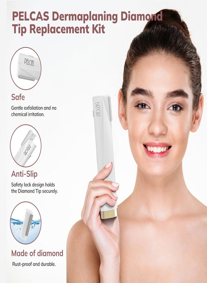 PELCAS Diamond Exfoliating Head Set, 4PCS Dermaplaning Replacement Head for Women Face, Painless Exfoliation & Dead Skin System at Home Only for PELCAS Dermaplaning Tool (BV18-712)-Device Not Included - Image 3