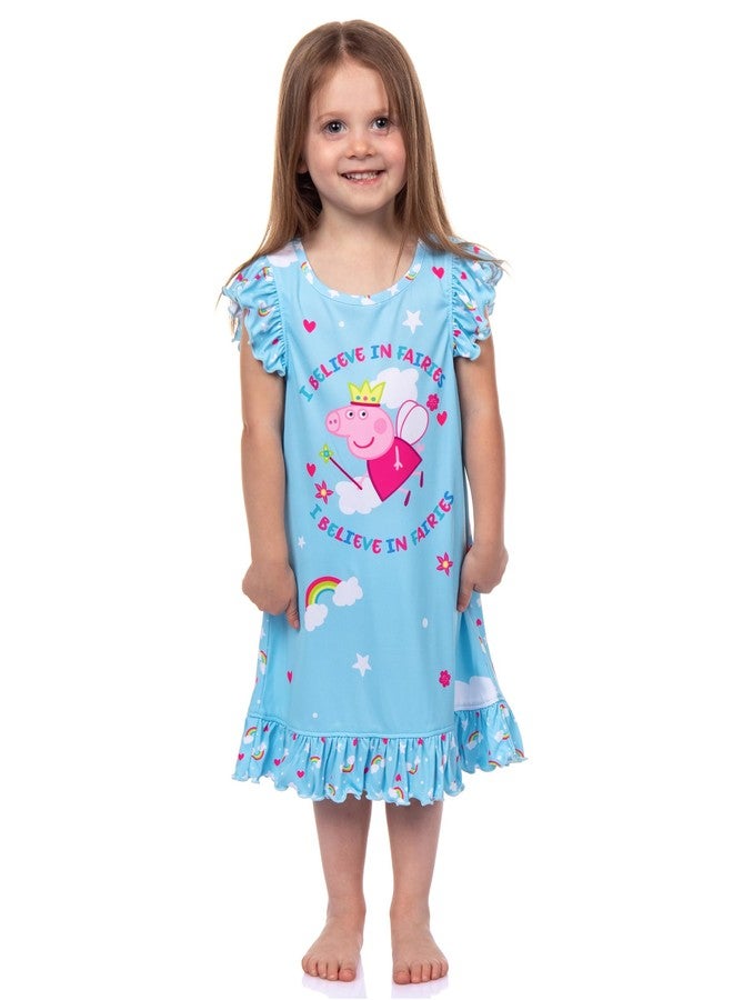 INTIMO Peppa Pig Pajama Toddler Girls' Princess I Believe In Fairies Sleep Nightgown with Matching Doll Dress (2T) Light Blue - Image 3