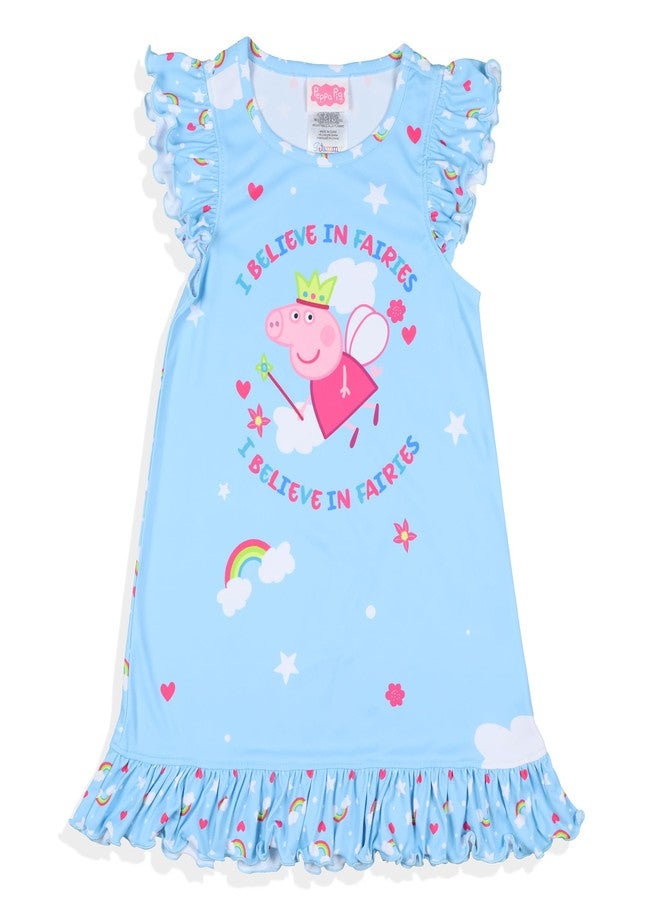 INTIMO Peppa Pig Pajama Toddler Girls' Princess I Believe In Fairies Sleep Nightgown with Matching Doll Dress (2T) Light Blue - Image 4