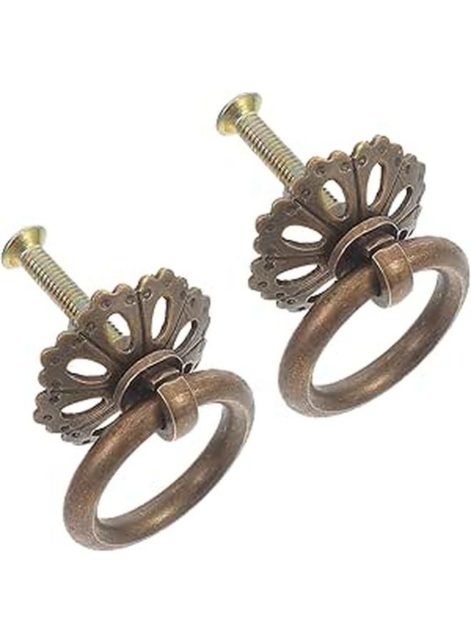 Antique Copper Alloy Cabinet Handles Vintage Drawer Knobs 2pcs 3cm - Image 1