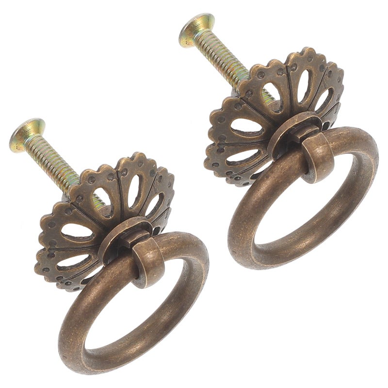 Antique Copper Alloy Cabinet Handles Vintage Drawer Knobs 2pcs 3cm - Image 2