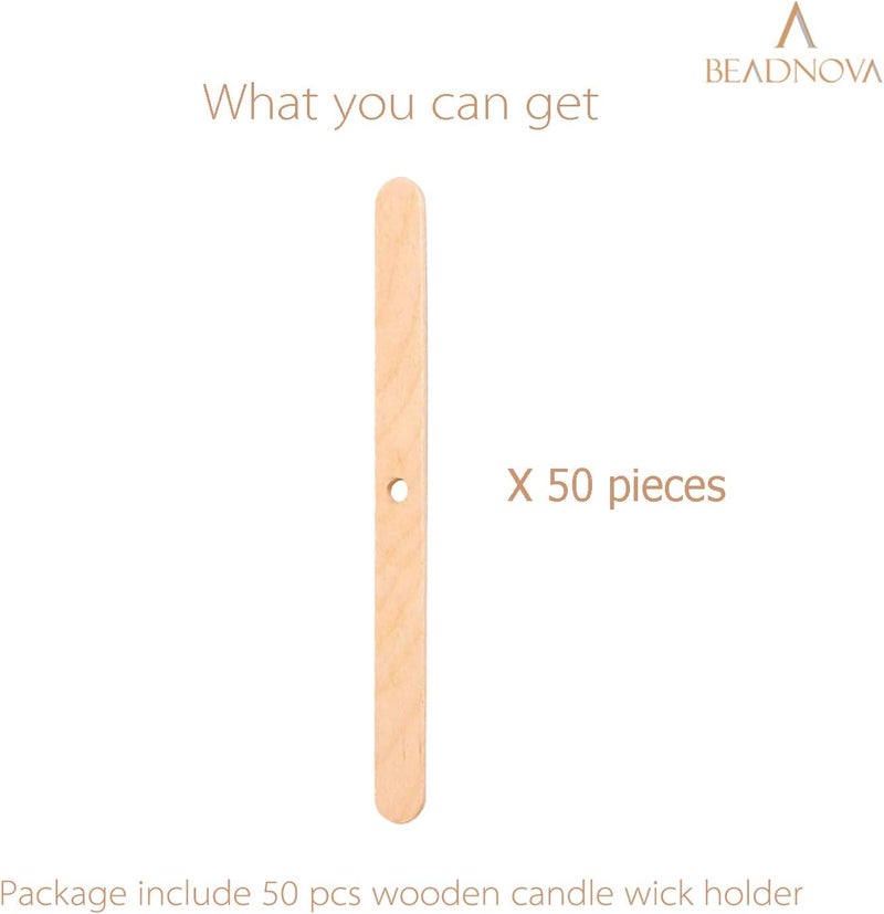 BEADNOVA Candle Wick Holders for Candle Making Wooden Wick Holder 50 pcs Centering Device Bar for DIY Making - Image 3