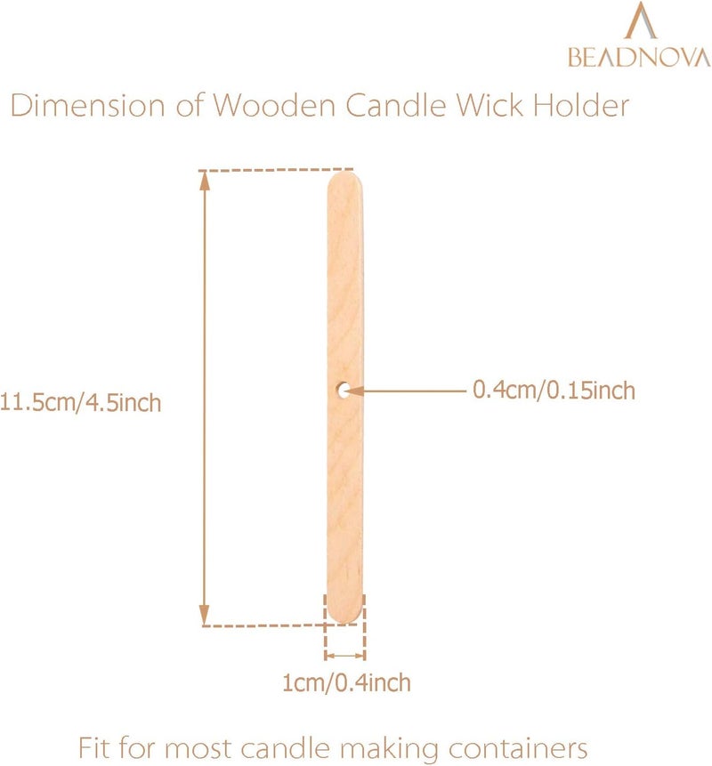 BEADNOVA Candle Wick Holders for Candle Making Wooden Wick Holder 50 pcs Centering Device Bar for DIY Making - Image 2