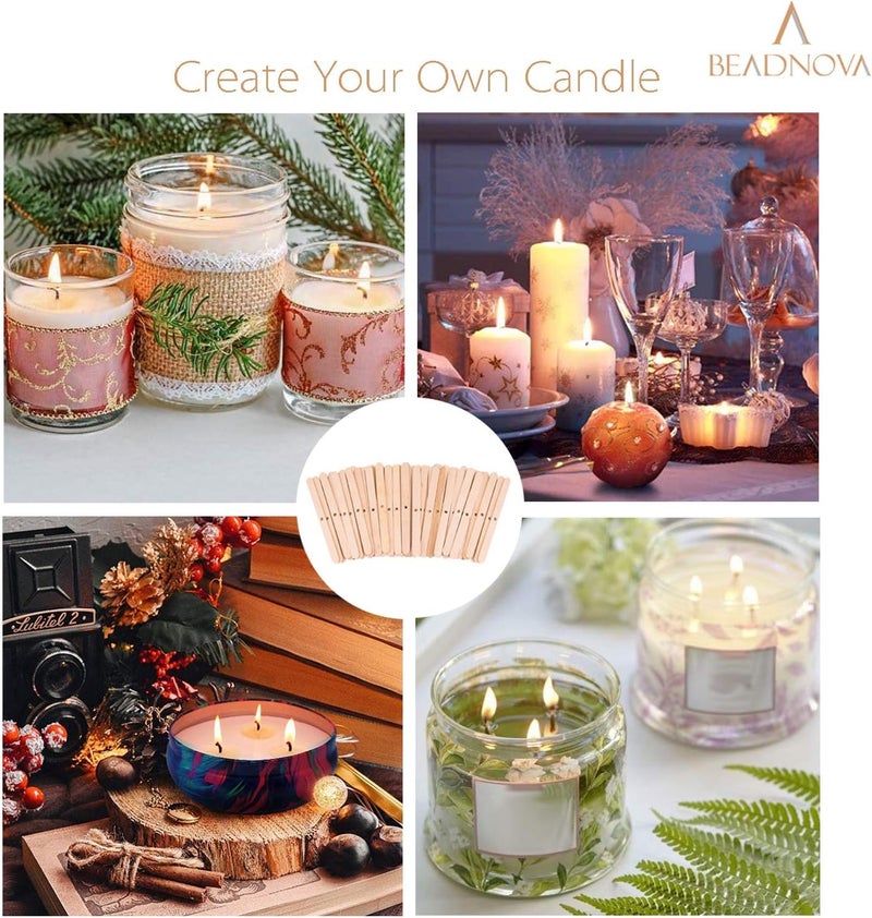 BEADNOVA Candle Wick Holders for Candle Making Wooden Wick Holder 50 pcs Centering Device Bar for DIY Making - Image 5