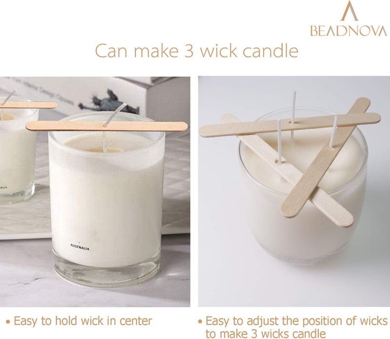 BEADNOVA Candle Wick Holders for Candle Making Wooden Wick Holder 50 pcs Centering Device Bar for DIY Making - Image 4
