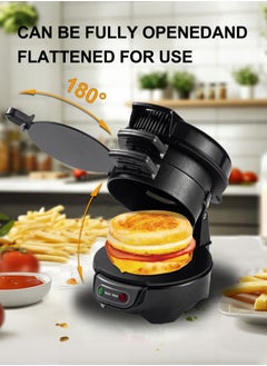 Generic Multifunctional Burger Press Machine, 600W Breakfast Electric Sandwich Maker,with Egg Cooker Ring and Non-Stick Coated Plates,for Hamburgers  - Image 4