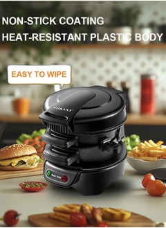 Generic Multifunctional Burger Press Machine, 600W Breakfast Electric Sandwich Maker,with Egg Cooker Ring and Non-Stick Coated Plates,for Hamburgers  - Image 5