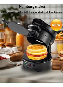 Generic Multifunctional Burger Press Machine, 600W Breakfast Electric Sandwich Maker,with Egg Cooker Ring and Non-Stick Coated Plates,for Hamburgers  - Image 2