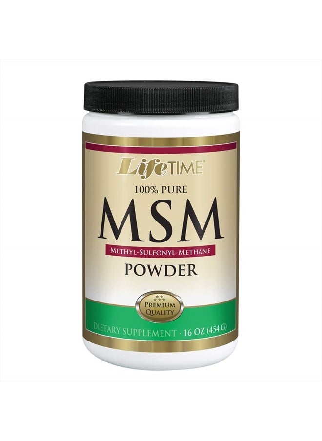 Lifetime Lifetime 100% Pure MSM (Methylsulfonylmethane) Powder | Supports Healthy Joints & Skin | 2500 mg Per Serving | 16 oz, 180 Servings  - Image 1