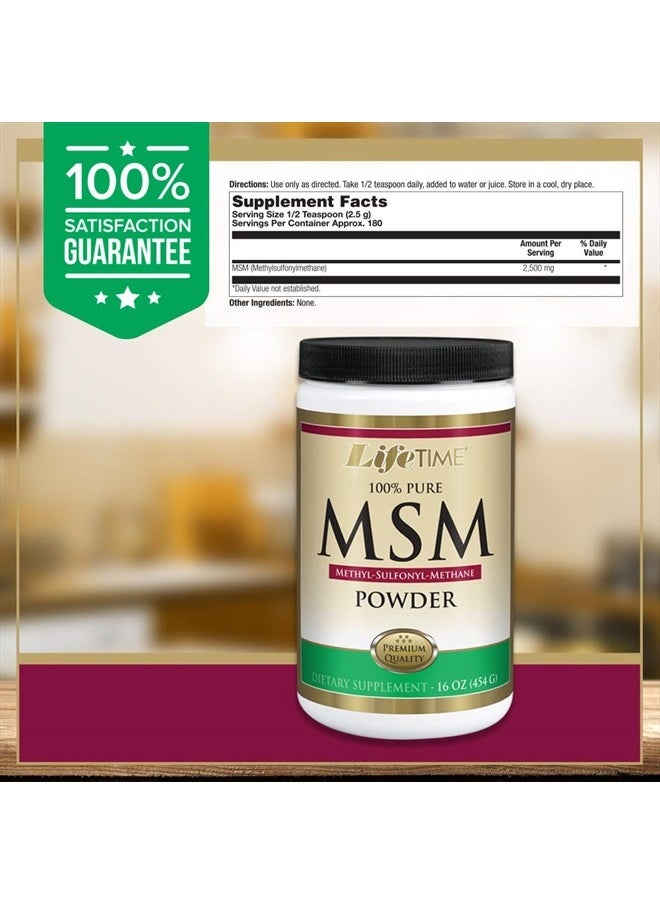 Lifetime Lifetime 100% Pure MSM (Methylsulfonylmethane) Powder | Supports Healthy Joints & Skin | 2500 mg Per Serving | 16 oz, 180 Servings  - Image 2
