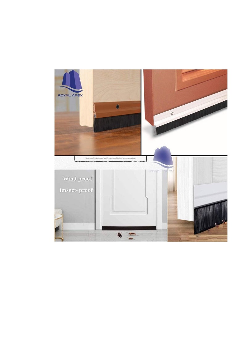 Door Bottom Brush & Rubber Seal with Screw for Exterior/Interior Doors, Insulation Door Seal Sound Proof Under Door Draft Blocker- Keeping Noise Repellent & Dust (100cm, Rubber Black) - Image 3