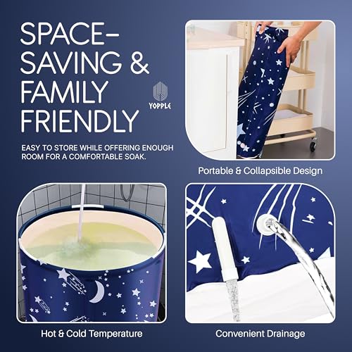 Yopple Bath tub for adult for bathroom Tub for Home SPA, Maintains Hot & Cold Temperature, Drainage Hole, Thickened Layer for Hot and ice bath tub for adults (Round Star) - Image 3