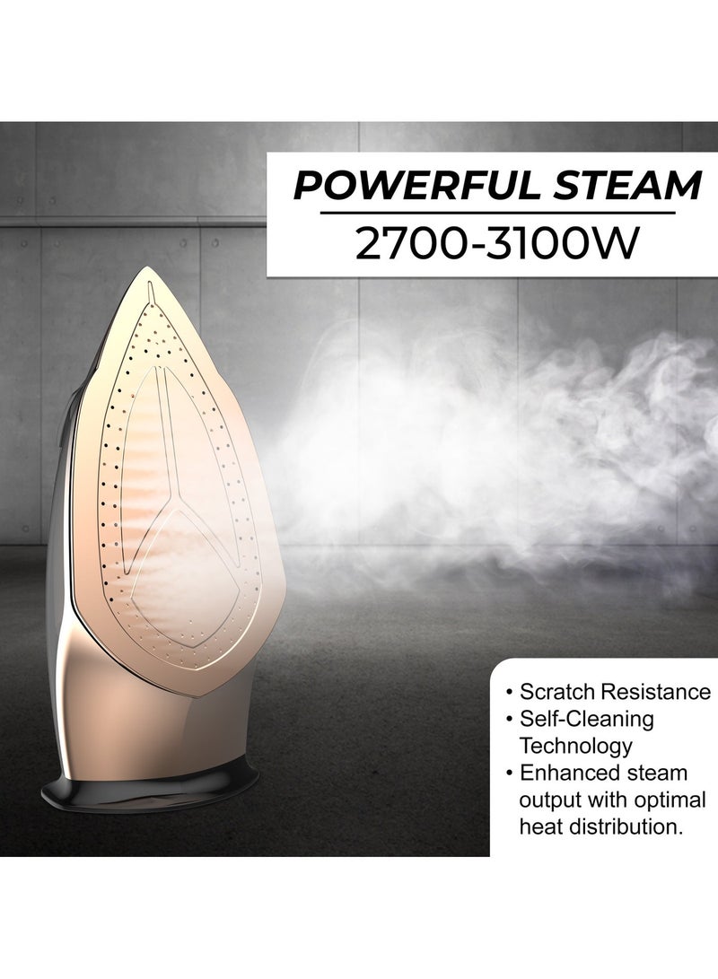 SPJ 3100W Steam Iron with 350ml Water Tank, Nano Soleplate, Vertical Steam, Self-Clean, Anti-Drip & Auto Shut-Off – Black - Image 3