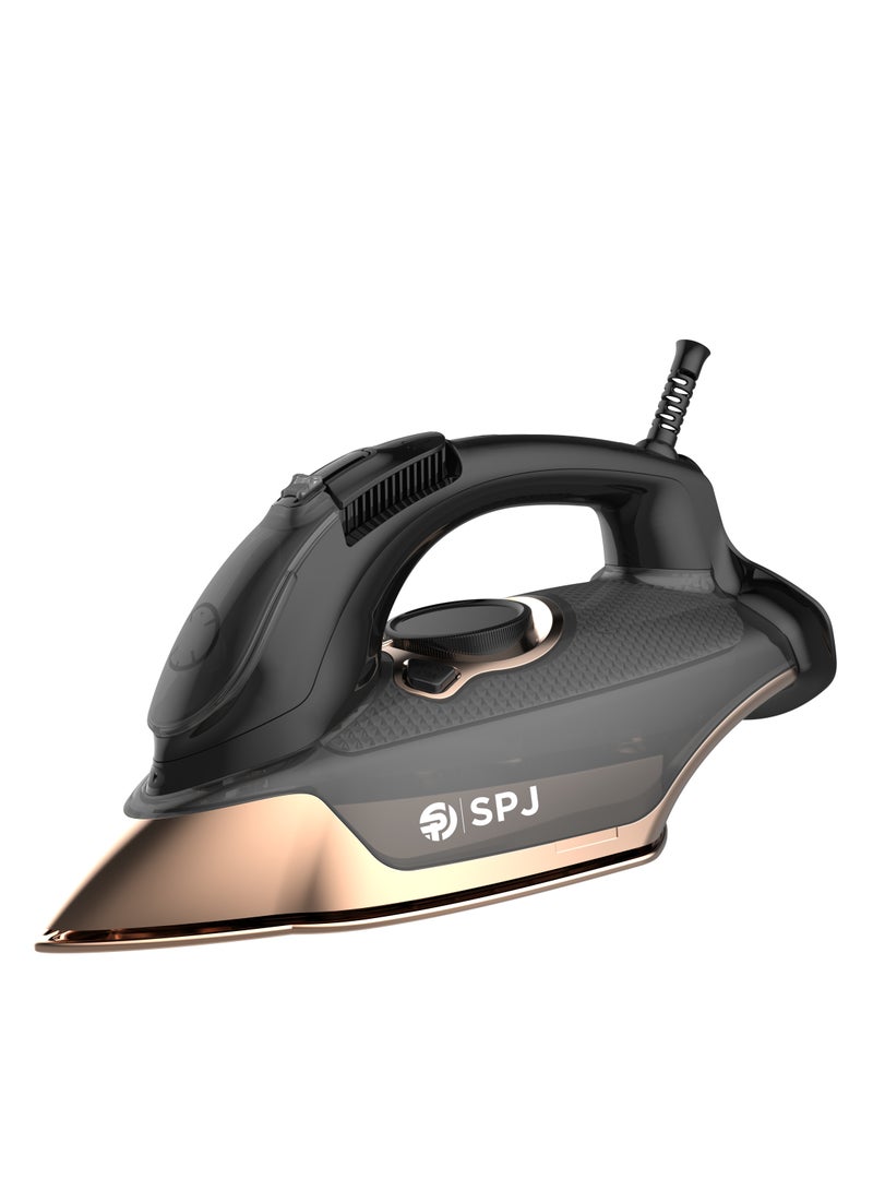 SPJ 3100W Steam Iron with 350ml Water Tank, Nano Soleplate, Vertical Steam, Self-Clean, Anti-Drip & Auto Shut-Off – Black - Image 1