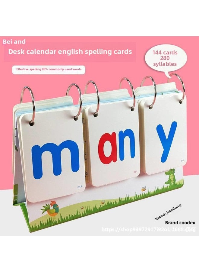 Loquat Flip Through English Letters Natural Spelling Cards Teaching Aids Primary School Students Learn Taiwan Calendar Phonetic Symbols Words Children's English Cards-Color:Natural Spelling Cards + 216 Eng - Image 2