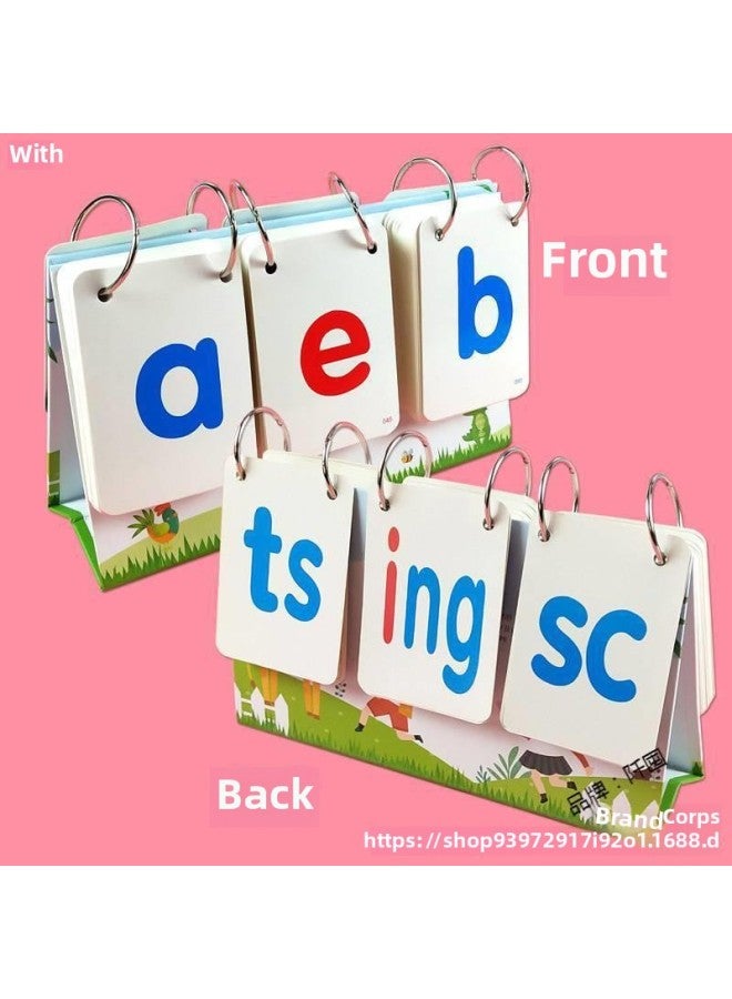 Loquat Flip Through English Letters Natural Spelling Cards Teaching Aids Primary School Students Learn Taiwan Calendar Phonetic Symbols Words Children's English Cards-Color:Natural Spelling Cards + 216 Eng - Image 3