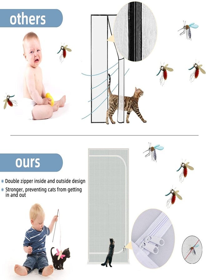 QWR Upgraded Pet Screen Door,Fits Door Opening Size 40''x 95'',Thickened Cat Resistant Mesh Screen Door for Living Room,Kitchen,Bedroom,Cat Introduction Screen with Zipper Closure. - Image 5
