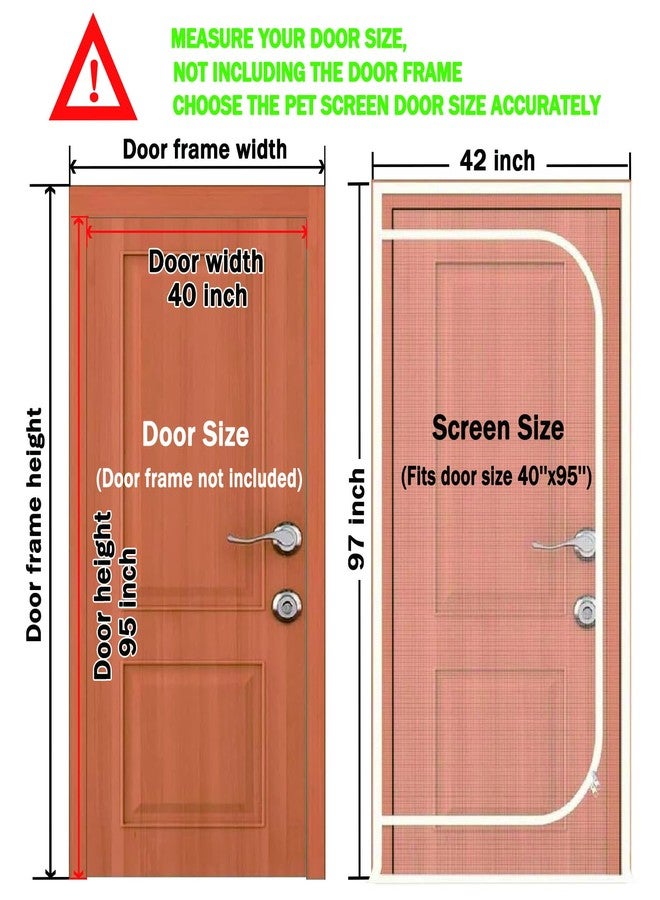QWR Upgraded Pet Screen Door,Fits Door Opening Size 40''x 95'',Thickened Cat Resistant Mesh Screen Door for Living Room,Kitchen,Bedroom,Cat Introduction Screen with Zipper Closure. - Image 2