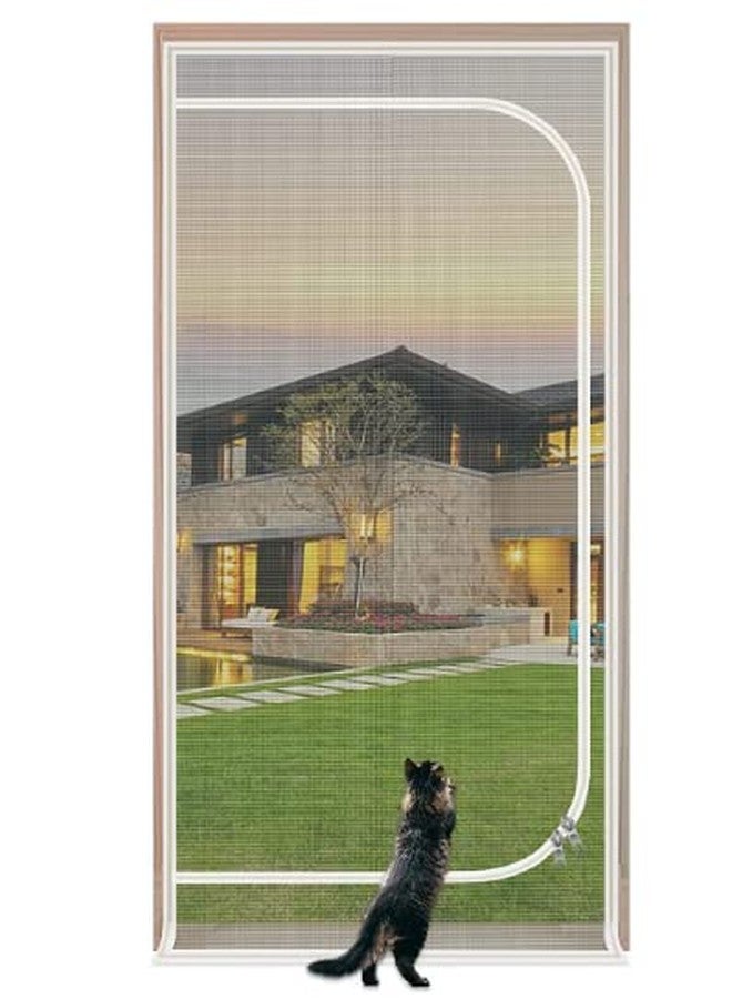 QWR Upgraded Pet Screen Door,Fits Door Opening Size 40''x 95'',Thickened Cat Resistant Mesh Screen Door for Living Room,Kitchen,Bedroom,Cat Introduction Screen with Zipper Closure. - Image 1