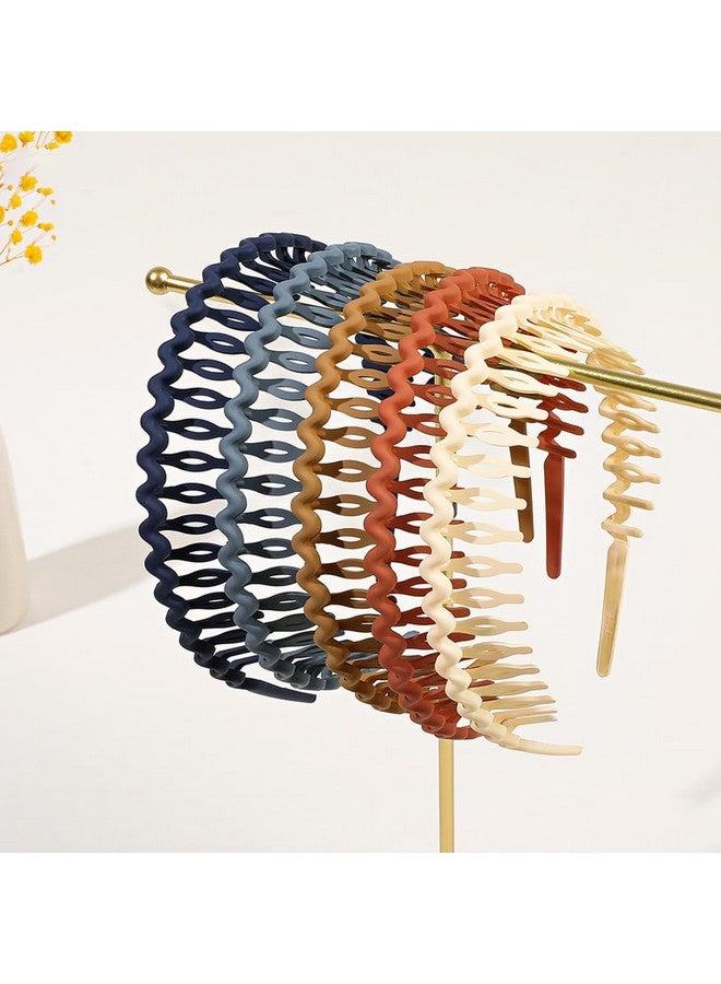 ccHuDE 6 Pcs Plastic Teeth Comb Headbands Wave Shape Headbands Non Slip Tooth Hairband Colored Zig Zag Hair Hoop Multicolor  - Image 3