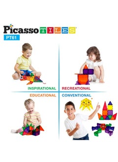PicassoTiles PicassoTiles Classic Magnetic Building Blocks Set ( 61 Pieces )  - Image 5