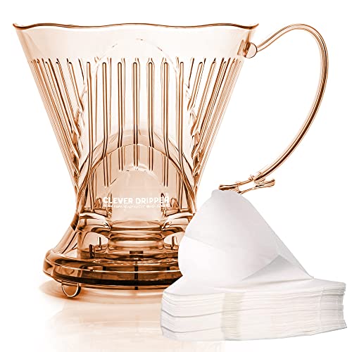 Clever Coffee Dripper and Filters, Large 18 oz, Original Classic Design, Safe BPA Free Plastic, dripper coffee maker, drip coffee maker pour over, 100 filters, coaster and lid - Image 1