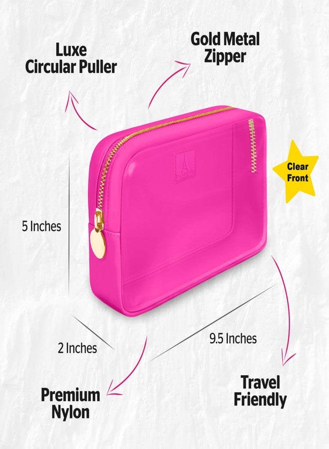 DANCOUR Clear Makeup Bag Mini Makeup Bag for Purse Mini Pouch Purse Clear Small Cosmetic Pouch Cosmetic Travel Case (Small, Hot Pink) - Image 3