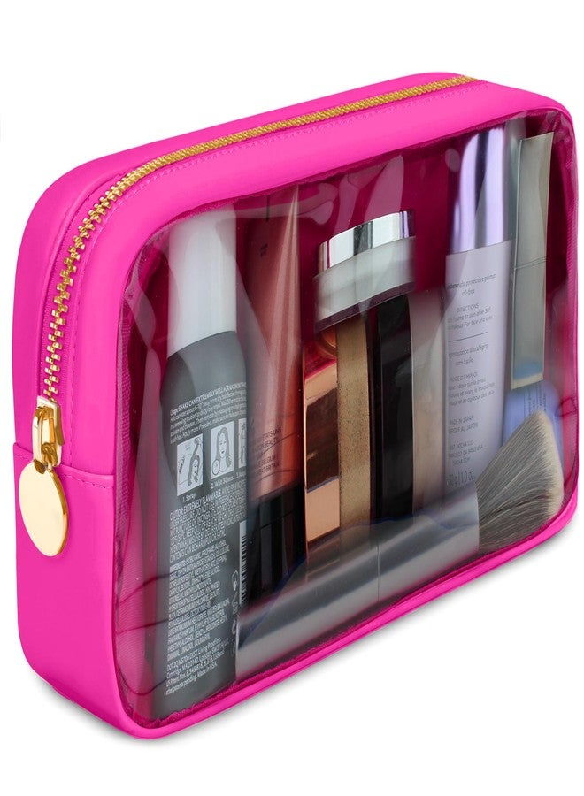 DANCOUR Clear Makeup Bag Mini Makeup Bag for Purse Mini Pouch Purse Clear Small Cosmetic Pouch Cosmetic Travel Case (Small, Hot Pink) - Image 1