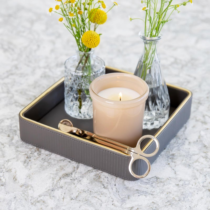 ZHEM Key Bowl for Entryway Table| Leather Catch All Bowl for Keys| Key Dish Bowl for Entryway Table| Key Basket EDC Tray| Key and Wallet Holder Key Holder Bowl -Gray - Image 3