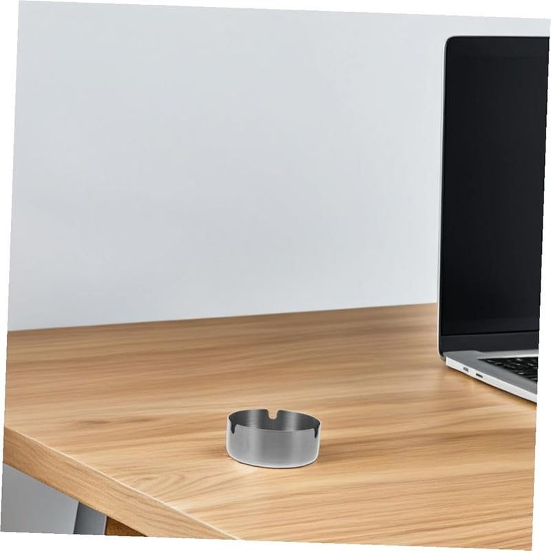 حامل سجائر من الفولاذ المقاوم للصدأ دائري، علبة سجائر محمولة 2 قطعة للمكتب والتراس والسفر - Image 5