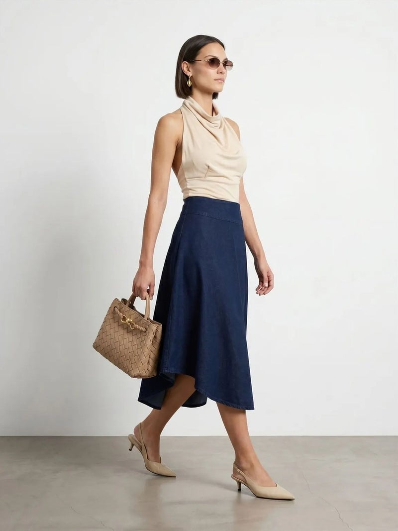DILVIN Fitted Sleeveless Cowl Neck Blouse - Image 3